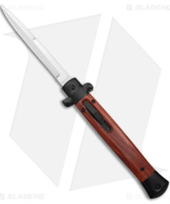 11" Mago OTF Automatic Bayo Knife Wood/Black w/Clip (4.75" Satin)