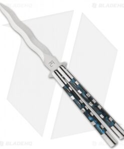 29 Knives Chris Olofson Custom 5" Kriss Balisong w/ Blue Acrylic Mirror Handle