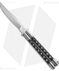 29 Knives Chris Olofson 5" Long Clip Bowie Balisong Knife Skeleton Carbon Fiber