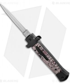 9" Italian Stiletto OTF Automatic Dagger Knife Sidewinder Black (3.8" Satin)