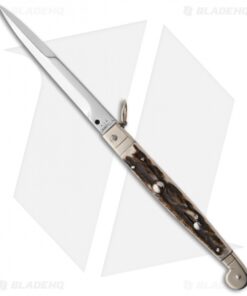 AGA Campolin 9" Sicilian Ring Pull Automatic Knife Stag Horn (4.1" Satin)