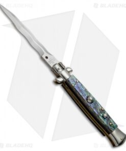 AGA Campolin 10" Italian Stiletto Automatic Abalone (4.5" Satin Kriss)