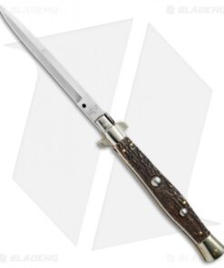 AGA Campolin 11" Picklock Automatic Italian Stiletto Stag Horn (5"Satin) 2018