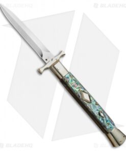 AGA Campolin 13" Bat Swinguard Diamond Automatic Knife Abalone (5.75" Dagger)
