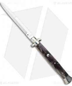 AGA Campolin 18" Italian Stiletto Knife Dark Horn (8" Satin Bayonet)