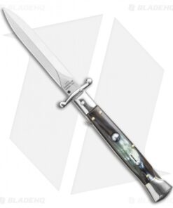AGA Campolin 9" Swinguard Automatic Knife Brazilian Horn (5.75" Satin Dagger)