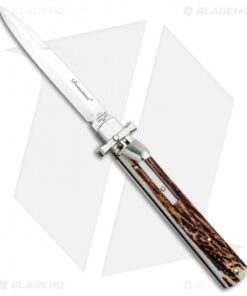 AGA Campolin 9" Dominus Leverlock Automatic Knife Stag (4" Satin)