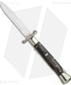 AGA Campolin 9" Italian Stiletto Swinguard Bayonet Automatic Knife Dark Horn