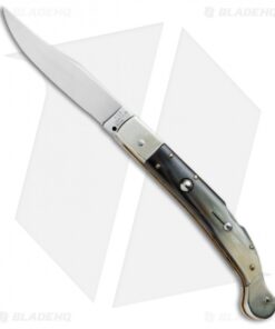 AGA Campolin 9" Sahara Italian Stiletto Lockback Auto Dark Horn (3.8" Mirror)
