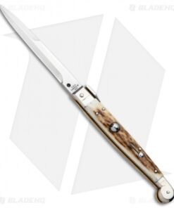 AGA Campolin 9" Sicilian Picklock Auto Sillito Knife Stag (4.1" Satin Bayo)
