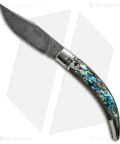 AGA Campolin Diana Lever Lock Automatic Knife Abalone (3.75" Damascus)