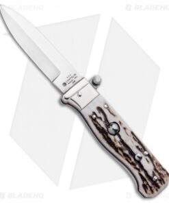 AGA Campolin Piccolo Italian Stiletto Automatic Knife Stag (2.8" Satin)