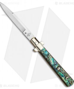 AGA Campolin 11" Frosolone Bayonet Stiletto Automatic Knife Abalone (5" Satin)