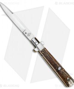 AGA Campolin 11" Frosolone Bayonet Stiletto Automatic Knife Stag (5" Satin)