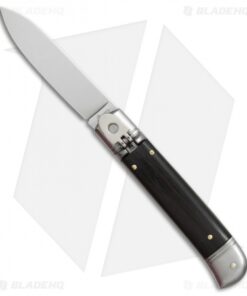 AKC 8" Lever Lock Italian Auto Ebony Wood (3.2" Polish Flat)