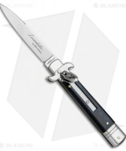 AKC Leverletto 7.5" Lever Lock Automatic Italian Knife Ebony (3.2" Satin)