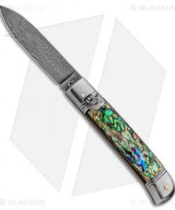 AKC Classic 8" Lever Lock Automatic Italian Knife Abalone (3.2" Damascus)