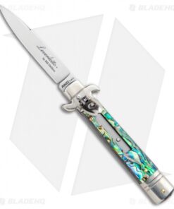 AKC Leverletto 7.75" Automatic Italian Stiletto Abalone (3.25" Satin Flat)