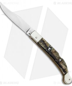 AGA Campolin 9" Sahara Italian Stiletto Automatic Knife Ram Horn (3.8" Mirror)