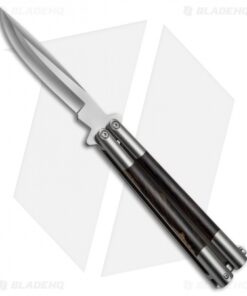 Balibalistic Custom Balisong Butterfly Knife Titanium + Wood Inlays (4.5" Satin)