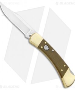 Buck 110 Automatic Knife OD Grn Micarta/Brushed Brass (3.75" S30V SW) Exclusive