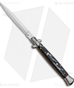 Frank B 11" Italian Stiletto Dagger Automatic Knife Sim Dark Horn (5" Satin)