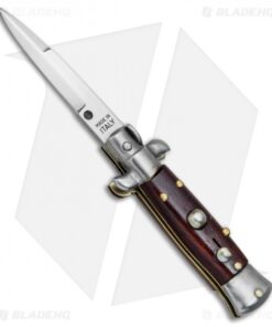 4.5" Italian Mini Stiletto Bayonet Automatic Knife Gonzo Wood (2" Satin)