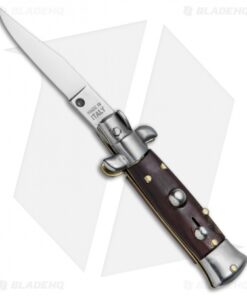 4.5" Italian Mini Stiletto Clip Point Automatic Knife Gonzo Wood (2" Satin)