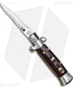 4.5" Italian Mini Stiletto Kris Automatic Knife Gonzo Wood (2" Satin)