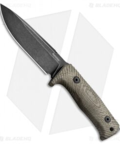 LionSteel T5 Fixed Blade Knife Green Micarta (5" Black Stonewash)
