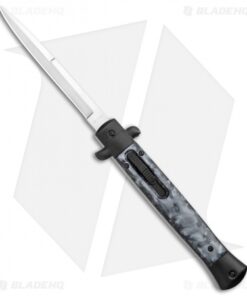 11" Italian Stiletto OTF Automatic Knife Black Smoke Abyss (4.9" Satin) Bayo
