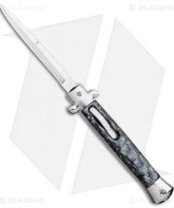 11" Italian Stiletto OTF Automatic Knife Black Smoke Abyss (4.9" Satin) Bayo