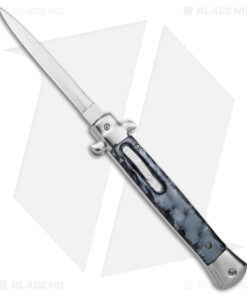 11" Stiletto OTF Automatic Knife Black Smoke Abyss (4.9" Polish) Dagger w/o Clip