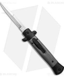 9" Italian Stiletto OTF Automatic Knife Carbon Fiber (3.9" Satin) Bayo