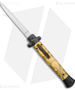 11" Italian Stiletto OTF Automatic Knife Gold Smoke Abyss (4.9" Satin) Dagger
