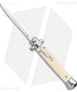 11" Italian Stiletto OTF Automatic Bayo Knife Sim Ivory (4.75" Satin)