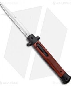11" Italian Stiletto OTF Automatic Dagger Knife Wood/Black (4.75" Satin)