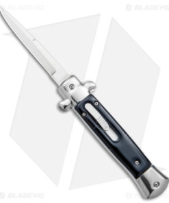 9" Mago Stiletto OTF Automatic Knife Black Marble Acrylic (3.75" Polished) Bayo