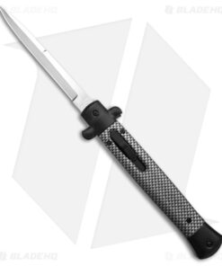 11" Italian Stiletto OTF Automatic Knife Carbon Fiber (4.9" Satin) Bayo