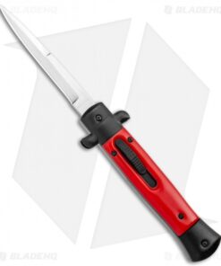 9" Italian Stiletto OTF Automatic Knife Red Bayonet (3.75" Satin)