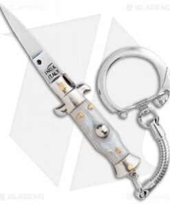 SKM 2.75" Keychain Stiletto Automatic Knife Gray (1.2" Satin Flat)