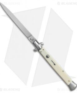 SKM AB 13" Italian Stiletto Automatic Knife Sim. Ivory (5.7" Satin Flat)