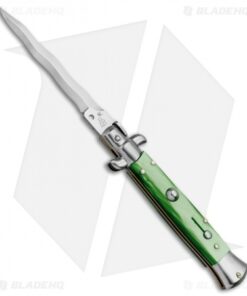 SKM AB 9" Italian Stiletto Automatic Knife Green Acrylic (3.8" Satin Kris)