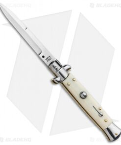 9" Italian Stiletto Bayonet Automatic Knife Sim Ivory (3.8" Satin)