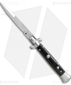 SKM AB 9" Italian Stiletto Bayo Automatic Knife Black Acrylic (3.8" Satin)