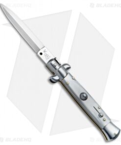 SKM/AB 8" Italian Stiletto Dagger Automatic Knife Gray Pearlex (3.3" Satin)