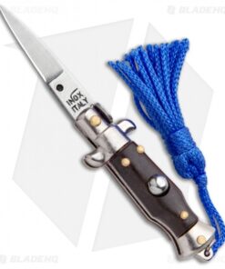 SKM Italian Stiletto Keychain Automatic Knife Brown/Blue (1.125" Satin)