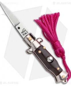 SKM Italian Stiletto Keychain Automatic Knife Brown/Pink (1.125" Satin)
