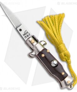 SKM Italian Stiletto Keychain Automatic Knife Brown/Yellow (1.125" Satin)