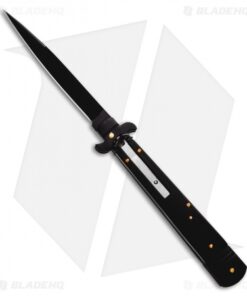 SKM 9.75" Slimline Leverlock Automatic Knife Black Wood (4.25" Black)